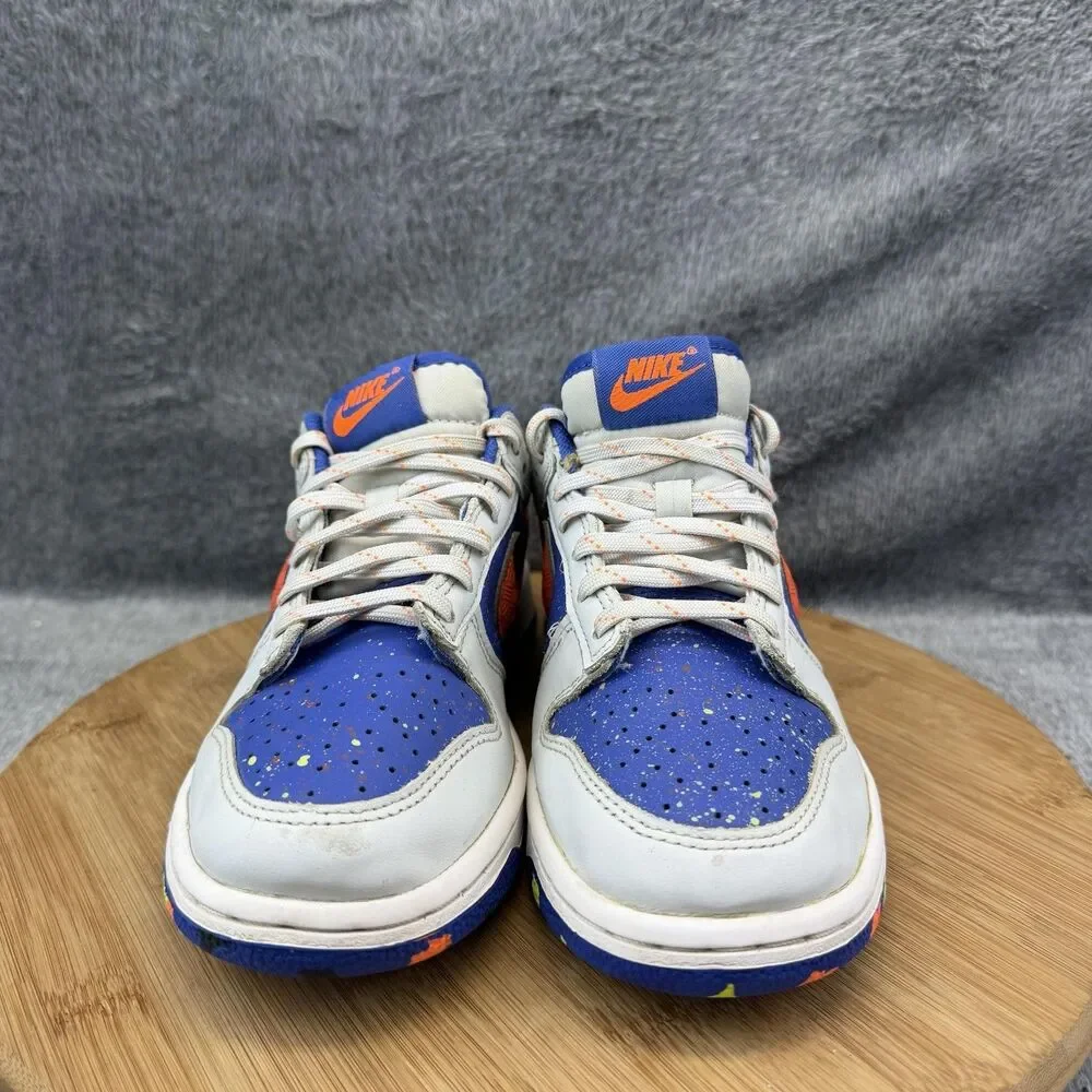 Nike Dunk Low Shoes Boys Size 5.5Y Blue Orange Speckle Sneakers HJ9233-025